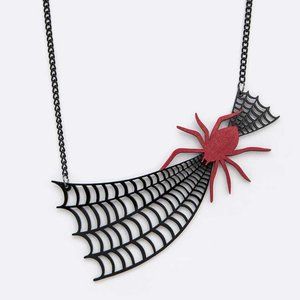 Spider Web Whimsical Acrylic Necklace - Black